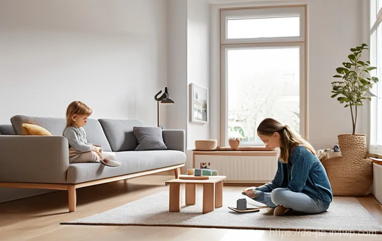 인간과 기계의 통합 뉴럴 인터페이스의 도전 - **Prompt:** A cozy, modern living room in a typical German apartment, filled with soft, natural ligh...
