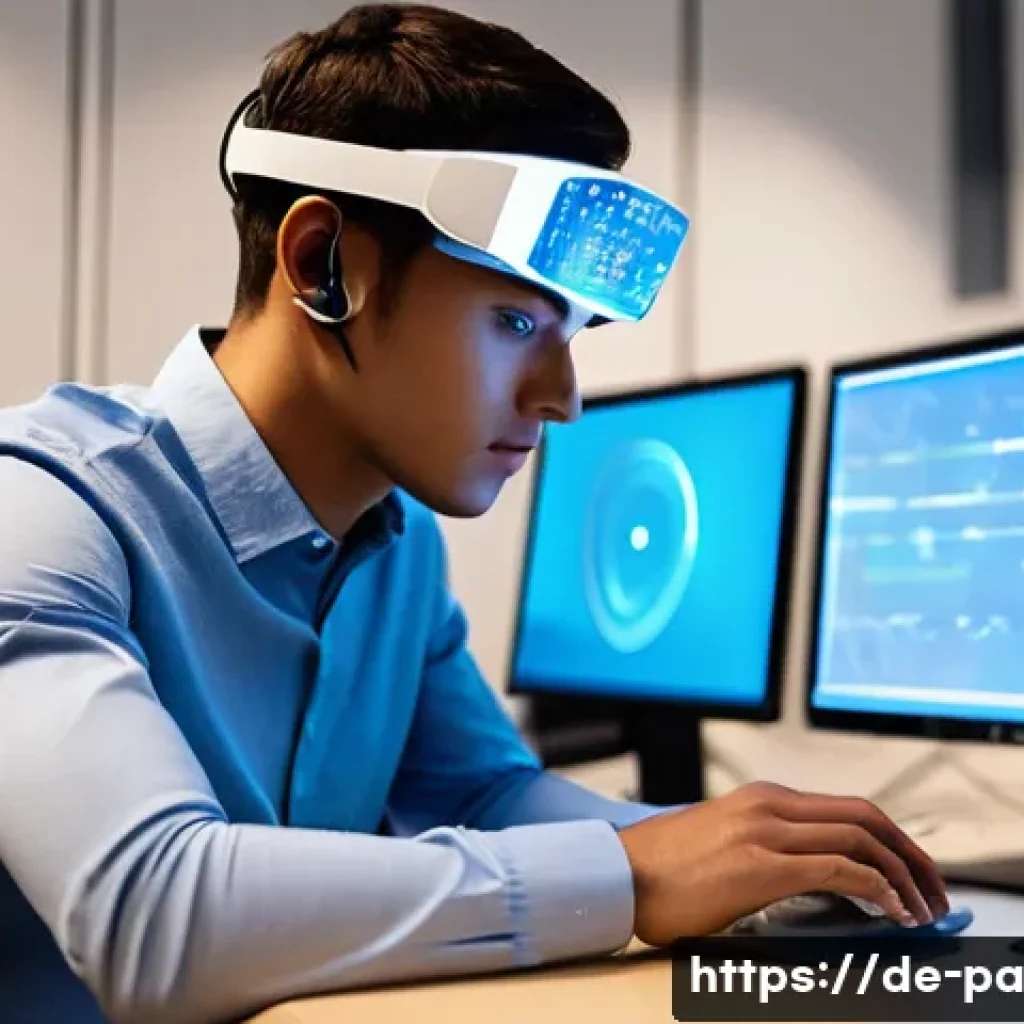 뉴럴 인터페이스 개발을 위한 주요 연구 기관 - **Prompt:** A focused young adult, possibly a student or researcher, wearing a sleek, non-invasive E...